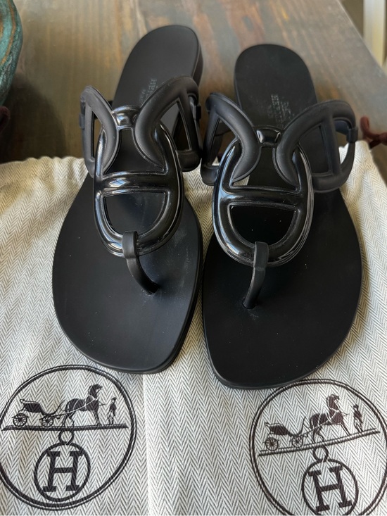 Hermes Shoes - Hermes Egerie Thong Sandals Black EU 40 US 9